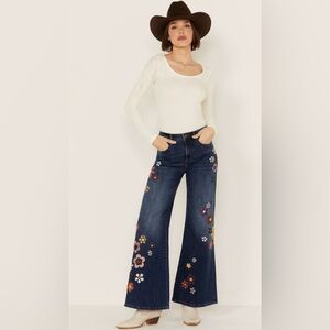 NWT DRIFTWOOD MONA X HIGH RISE FLORAL EMBROIDERED STRETCH SIZE 28 *SOLD OUT*